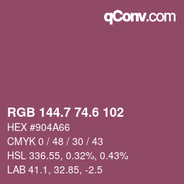 カラーコード: RGB 144.7 74.6 102 | qconv.com