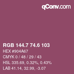 カラーコード: RGB 144.7 74.6 103 | qconv.com