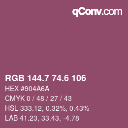 カラーコード: RGB 144.7 74.6 106 | qconv.com