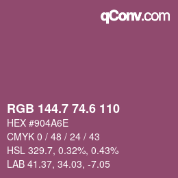 カラーコード: RGB 144.7 74.6 110 | qconv.com