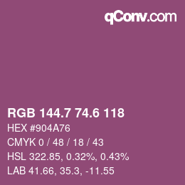 カラーコード: RGB 144.7 74.6 118 | qconv.com
