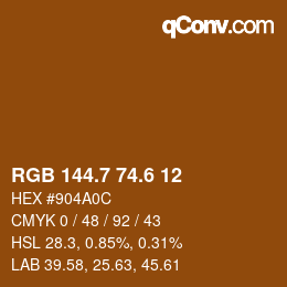 カラーコード: RGB 144.7 74.6 12 | qconv.com