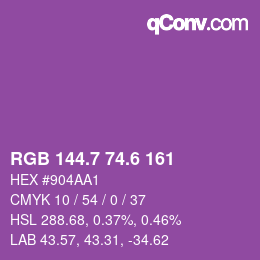 カラーコード: RGB 144.7 74.6 161 | qconv.com