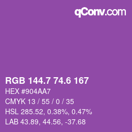 カラーコード: RGB 144.7 74.6 167 | qconv.com