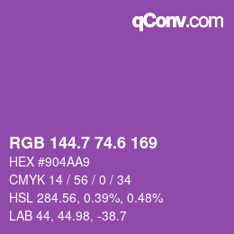 カラーコード: RGB 144.7 74.6 169 | qconv.com