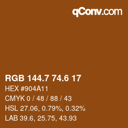 カラーコード: RGB 144.7 74.6 17 | qconv.com