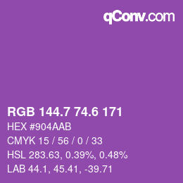 カラーコード: RGB 144.7 74.6 171 | qconv.com