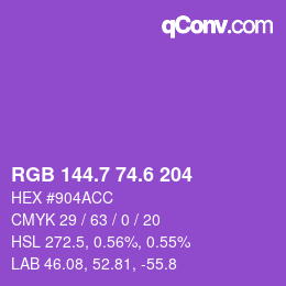 カラーコード: RGB 144.7 74.6 204 | qconv.com