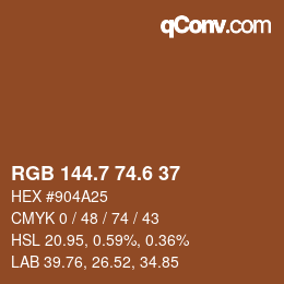 カラーコード: RGB 144.7 74.6 37 | qconv.com