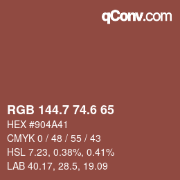 カラーコード: RGB 144.7 74.6 65 | qconv.com