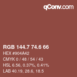 カラーコード: RGB 144.7 74.6 66 | qconv.com