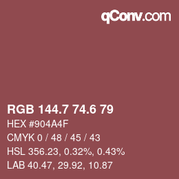 カラーコード: RGB 144.7 74.6 79 | qconv.com