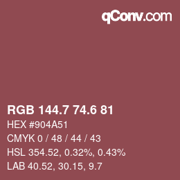 カラーコード: RGB 144.7 74.6 81 | qconv.com