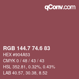 カラーコード: RGB 144.7 74.6 83 | qconv.com