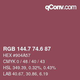 カラーコード: RGB 144.7 74.6 87 | qconv.com