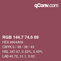 カラーコード: RGB 144.7 74.6 89 | qconv.com