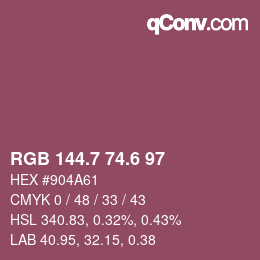 カラーコード: RGB 144.7 74.6 97 | qconv.com