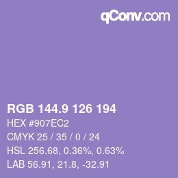 カラーコード: RGB 144.9 126 194 | qconv.com