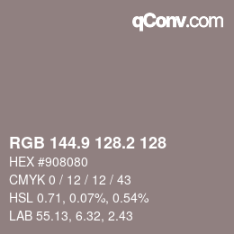 Color code: RGB 144.9 128.2 128 | qconv.com