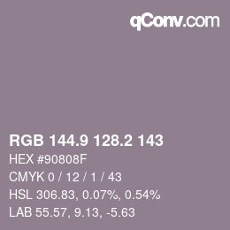 カラーコード: RGB 144.9 128.2 143 | qconv.com