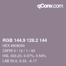 カラーコード: RGB 144.9 128.2 144 | qconv.com