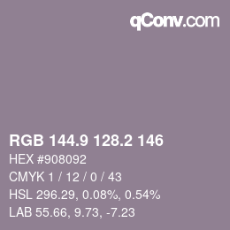 Color code: RGB 144.9 128.2 146 | qconv.com
