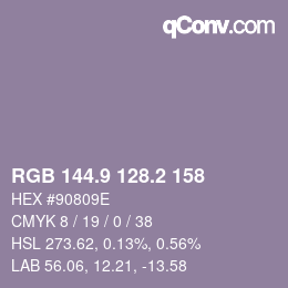 Color code: RGB 144.9 128.2 158 | qconv.com