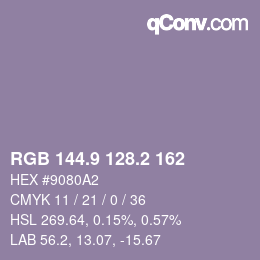 Color code: RGB 144.9 128.2 162 | qconv.com