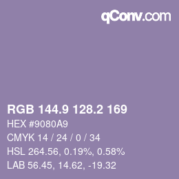 Color code: RGB 144.9 128.2 169 | qconv.com