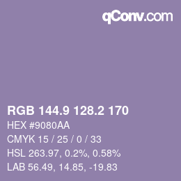 Color code: RGB 144.9 128.2 170 | qconv.com