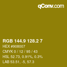 カラーコード: RGB 144.9 128.2 7 | qconv.com
