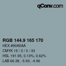 Color code: RGB 144.9 165 170 | qconv.com