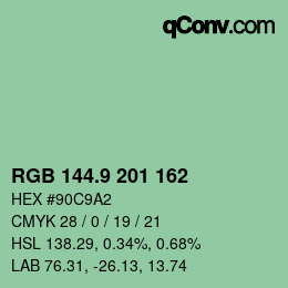 カラーコード: RGB 144.9 201 162 | qconv.com