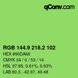 カラーコード: RGB 144.9 218.2 102 | qconv.com