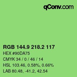 カラーコード: RGB 144.9 218.2 117 | qconv.com