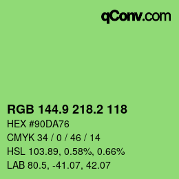 カラーコード: RGB 144.9 218.2 118 | qconv.com