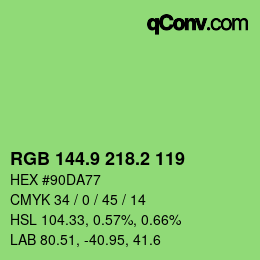 カラーコード: RGB 144.9 218.2 119 | qconv.com