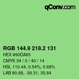 カラーコード: RGB 144.9 218.2 131 | qconv.com