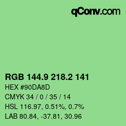 カラーコード: RGB 144.9 218.2 141 | qconv.com