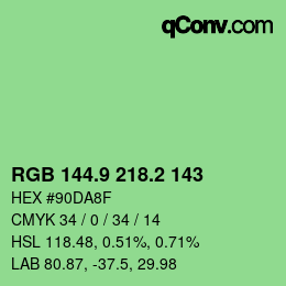 カラーコード: RGB 144.9 218.2 143 | qconv.com