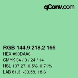 カラーコード: RGB 144.9 218.2 166 | qconv.com