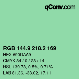 カラーコード: RGB 144.9 218.2 169 | qconv.com