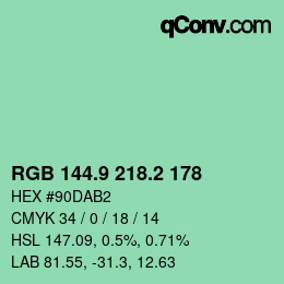 カラーコード: RGB 144.9 218.2 178 | qconv.com