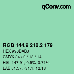 カラーコード: RGB 144.9 218.2 179 | qconv.com