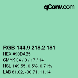 カラーコード: RGB 144.9 218.2 181 | qconv.com