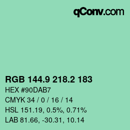 カラーコード: RGB 144.9 218.2 183 | qconv.com