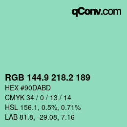 カラーコード: RGB 144.9 218.2 189 | qconv.com