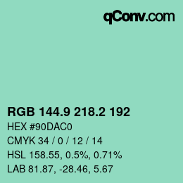 Color code: RGB 144.9 218.2 192 | qconv.com