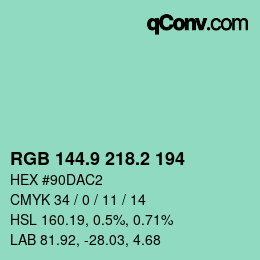 カラーコード: RGB 144.9 218.2 194 | qconv.com