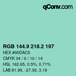カラーコード: RGB 144.9 218.2 197 | qconv.com